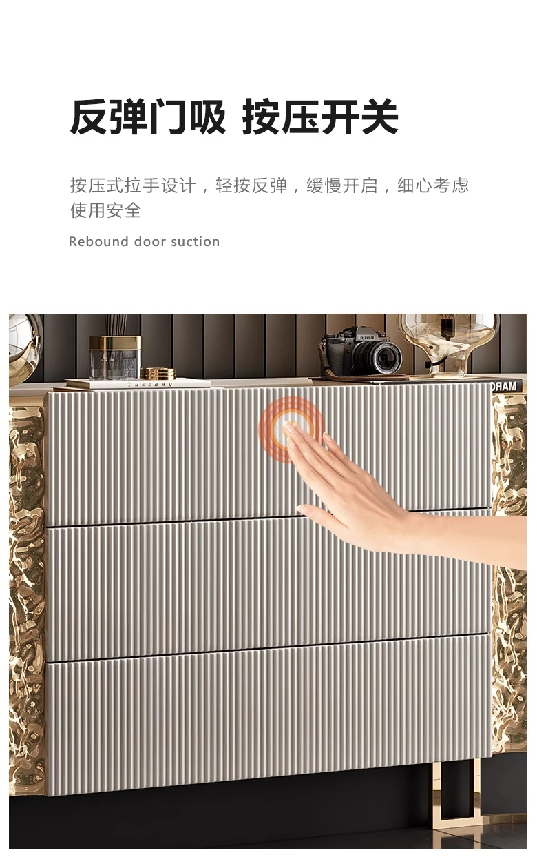 HH 88.Italian porch cabinet light luxury dining side cabinet solid wood entry shoe cabinet villa living room