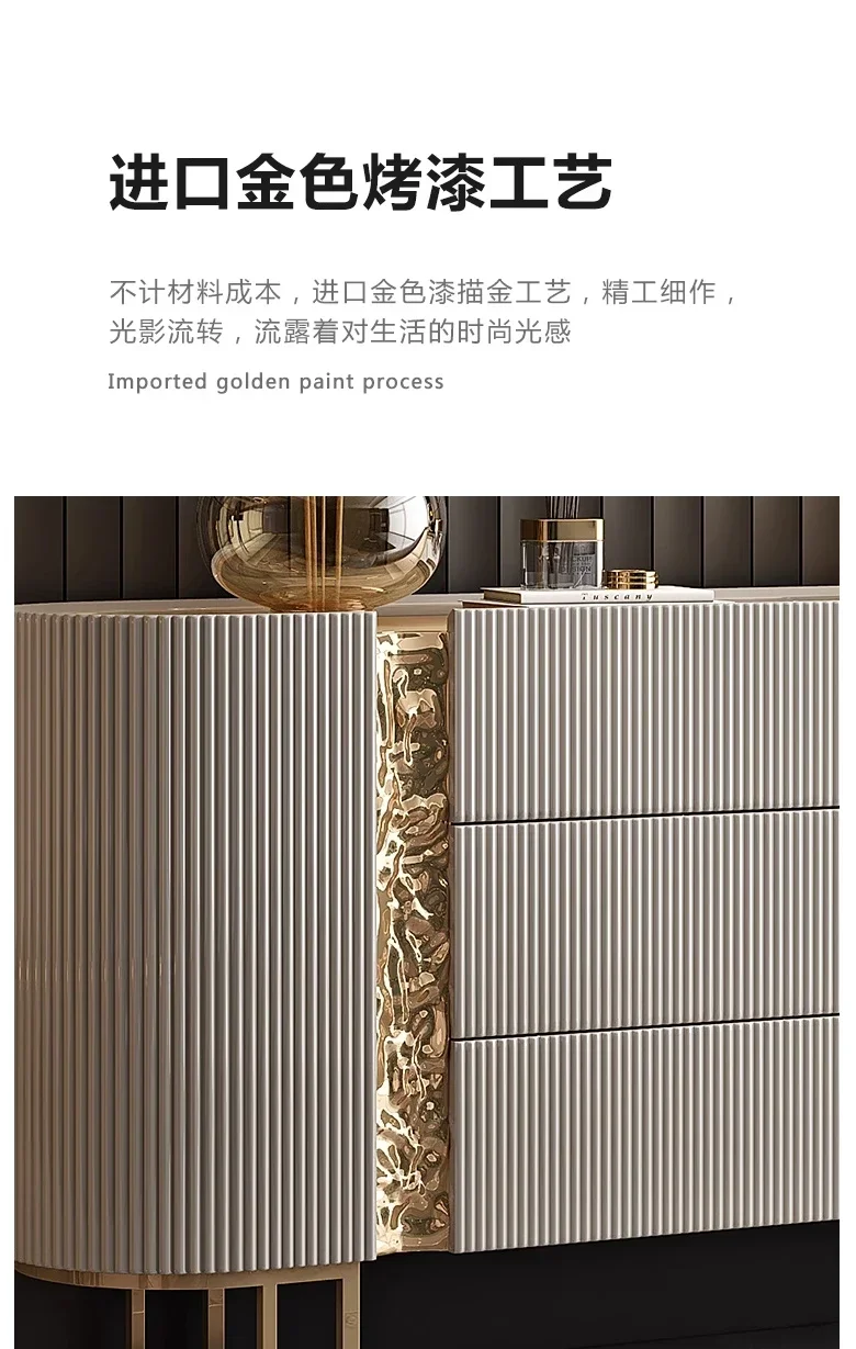 HH 88.Italian porch cabinet light luxury dining side cabinet solid wood entry shoe cabinet villa living room