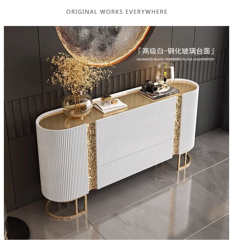 HH 88.Italian porch cabinet light luxury dining side cabinet solid wood entry shoe cabinet villa living room