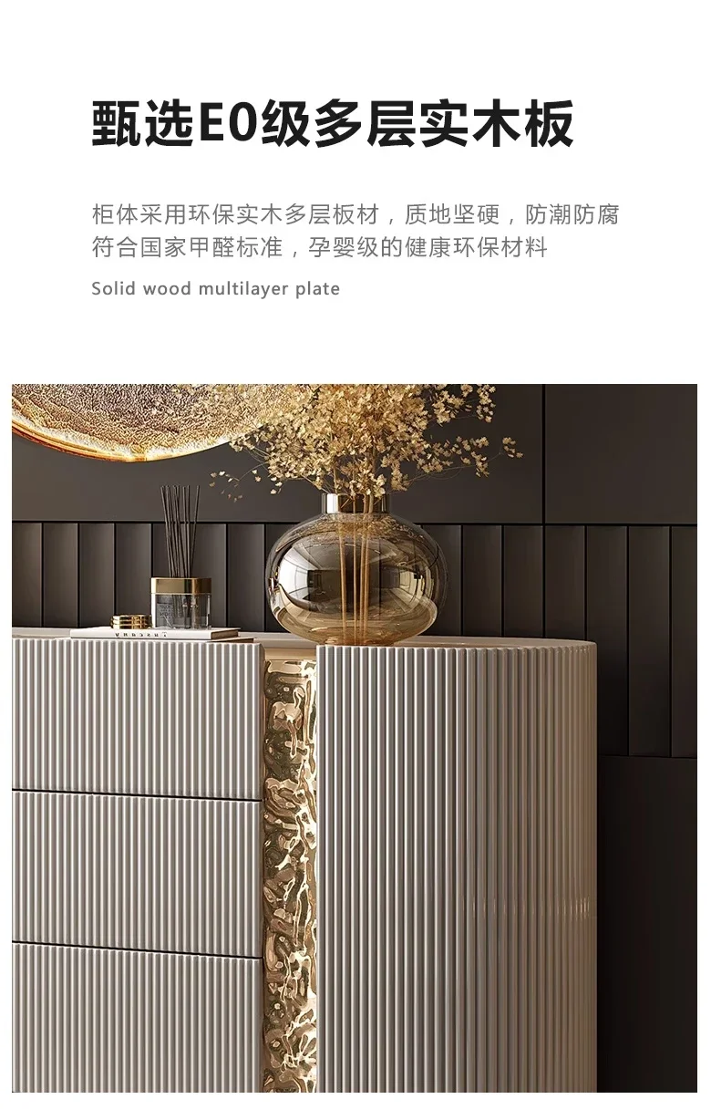 HH 88.Italian porch cabinet light luxury dining side cabinet solid wood entry shoe cabinet villa living room