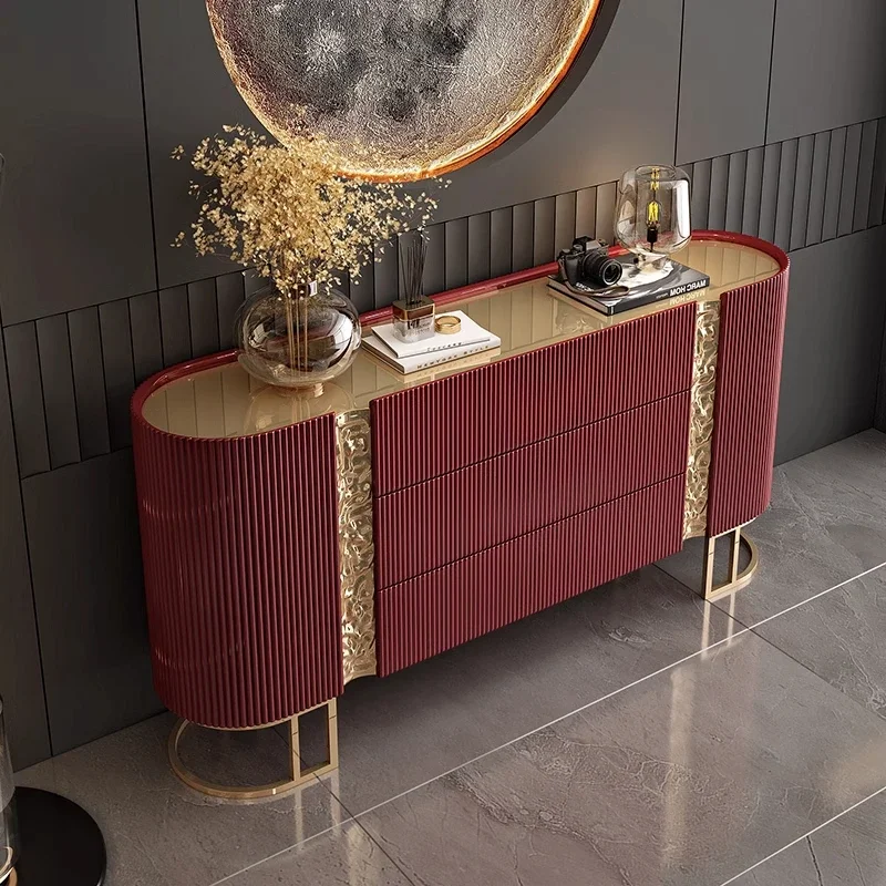 HH 88.Italian porch cabinet light luxury dining side cabinet solid wood entry shoe cabinet villa living room