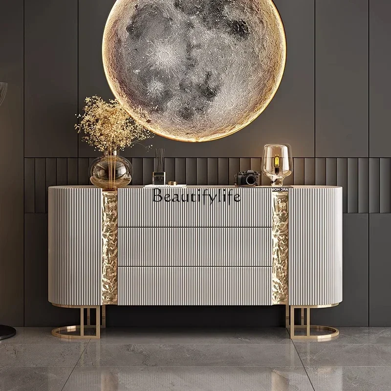 HH 88.Italian porch cabinet light luxury dining side cabinet solid wood entry shoe cabinet villa living room