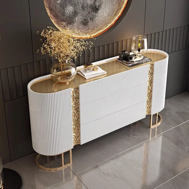 HH 88.Italian porch cabinet light luxury dining side cabinet solid wood entry shoe cabinet villa living room
