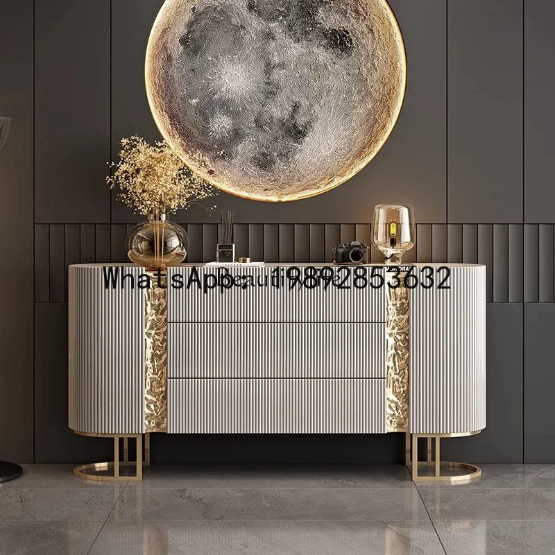 HH 88.Italian porch cabinet light luxury dining side cabinet solid wood entry shoe cabinet villa living room
