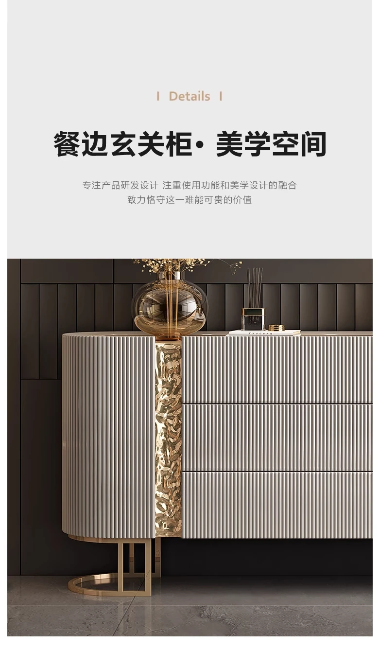 HH 88.Italian porch cabinet light luxury dining side cabinet solid wood entry shoe cabinet villa living room