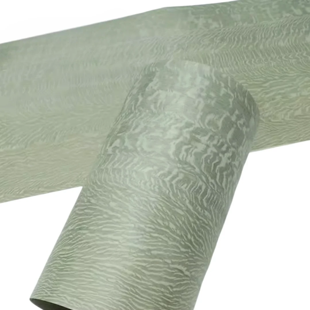 L:2.5meters Width:180mm T:0.25mm Apple green natural tiger wood veneer Furnishings Home Decor DIY Projects Guitar Finishes