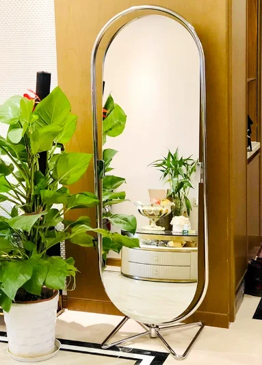 Rotating Full Body Mirror Home Bedroom Fitting Floor Internet Celebrity Stainless Steel Floor Dressing Mirror