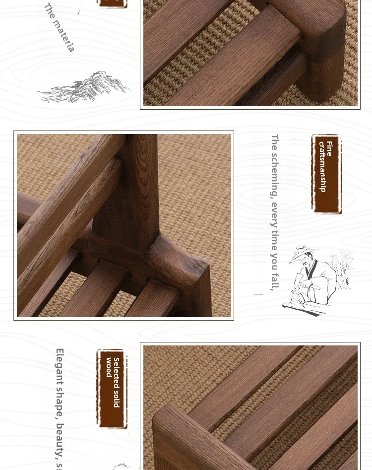 Japanese Style Solid Wood Tatami Chair Tea Room Backrest Chairs Mortise Tenon Bay Window Seat Including Cushion Home Furniture