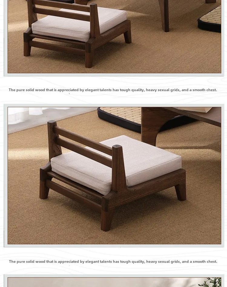 Japanese Style Solid Wood Tatami Chair Tea Room Backrest Chairs Mortise Tenon Bay Window Seat Including Cushion Home Furniture