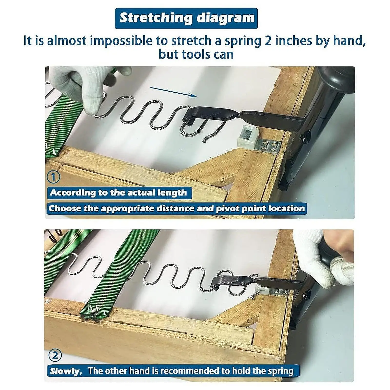 Sofa Spring Stretcher Tool Heavy Duty High Efficiency Repair Kit Strong Load Capacity Stainless Steel Easy Operation Spring Hook