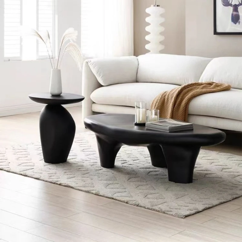 Creative Modern Pebble Shape Edge Few Black Special-shaped Home Living Room Coffee Tables Bedroom Bedside Table طاولات القهوة