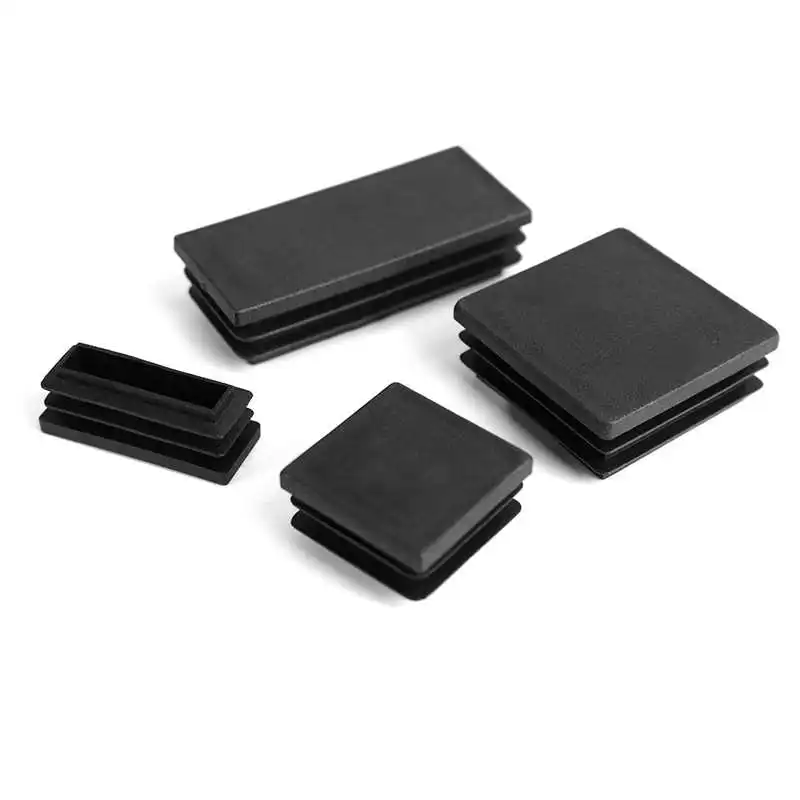 Black Plastic Blanking End Caps Rectangular Pipe Tube Cap Insert Plugs Bung Furniture Tables Chairs Foot Pads Protectors