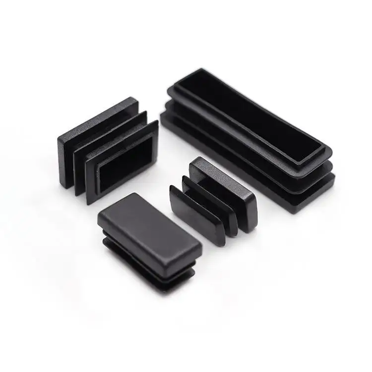 Black Plastic Blanking End Caps Rectangular Pipe Tube Cap Insert Plugs Bung Furniture Tables Chairs Foot Pads Protectors