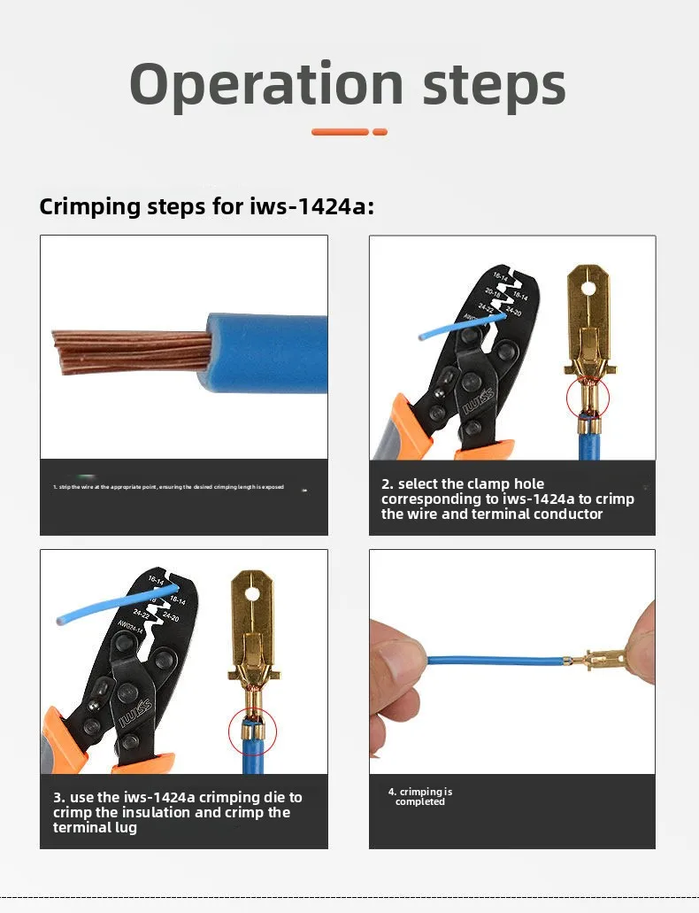 IWC-1424AB Non-Insulated Open Barrel Terminals Crimping Pliers Weather Pack Sealed Connector Wire Crimper Tool Clamp