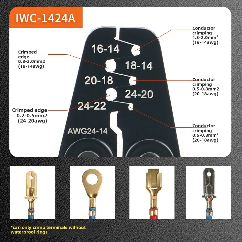 IWC-1424AB Non-Insulated Open Barrel Terminals Crimping Pliers Weather Pack Sealed Connector Wire Crimper Tool Clamp