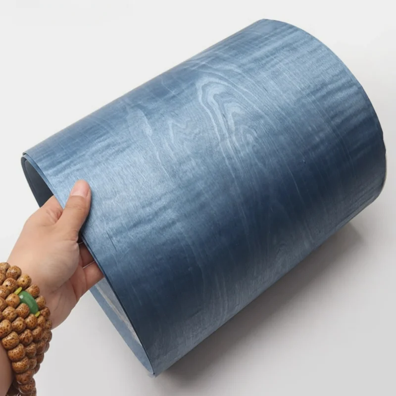 250X18cm Blue Shadow Maple Wood Veneer Dyed Figured Maple for Designer Furniture Accent Interior Door Decor Wall Panels Veneer