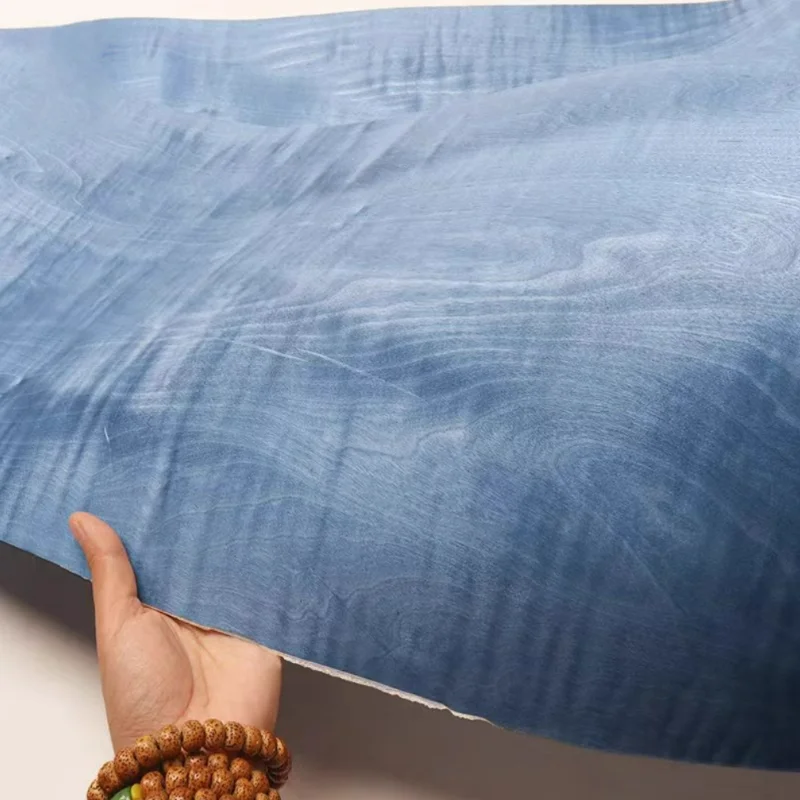 250X18cm Blue Shadow Maple Wood Veneer Dyed Figured Maple for Designer Furniture Accent Interior Door Decor Wall Panels Veneer