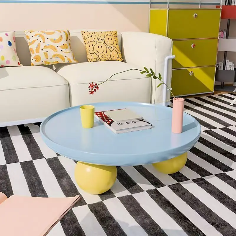 2025 French Cream Round Coffee Table Simple Modern Dopamine Living Room Home Creative Coffee Table