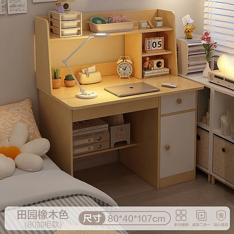 Desk Bookshelf Integrated Writing Desk with Bookcase for Bedroom Home Office Student Workbench