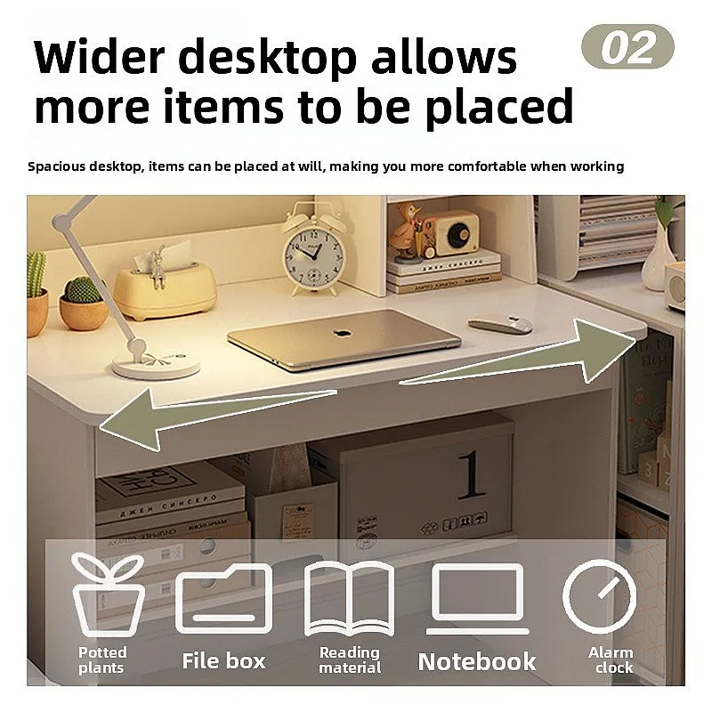 Desk Bookshelf Integrated Writing Desk with Bookcase for Bedroom Home Office Student Workbench