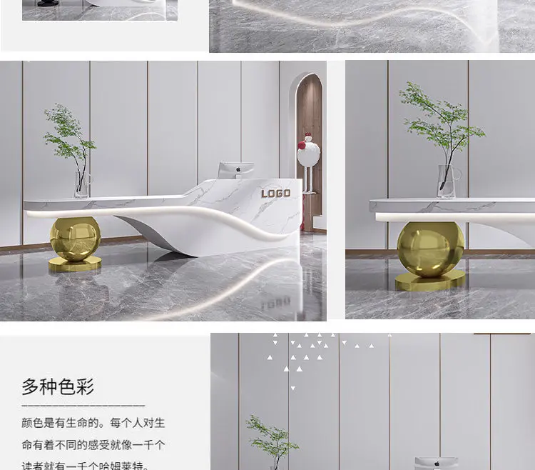 Minimalist Modern Reception Desks Beauty Luxury Salon Unique Wood Reception Desks Organizers Simple Escritorio Office Furniture