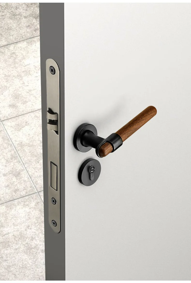 North American Black Walnut Indoor Bedroom Door Lock Solid Wood Door Universal Magnetic Silent Door Lock