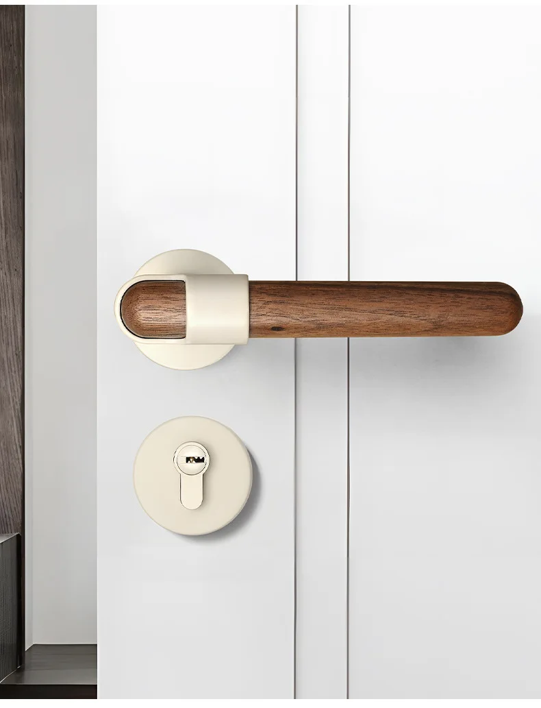 North American Black Walnut Indoor Bedroom Door Lock Solid Wood Door Universal Magnetic Silent Door Lock