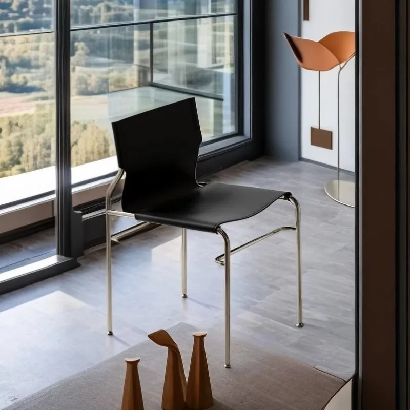 Stainless Steel Chair Kitchen Retro Dining Chairs Household Movable Makeup Stools Bedroom Decorative Without Armrests Furniture