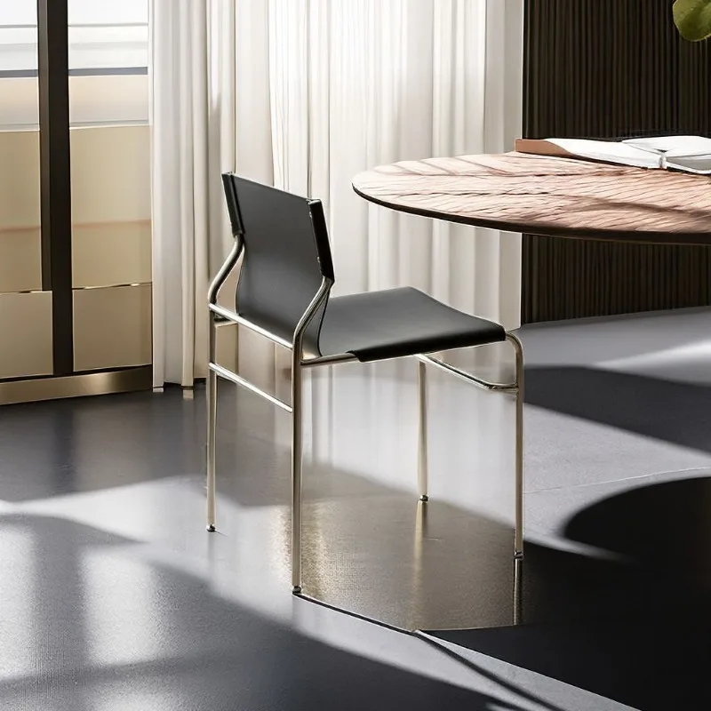 Stainless Steel Chair Kitchen Retro Dining Chairs Household Movable Makeup Stools Bedroom Decorative Without Armrests Furniture