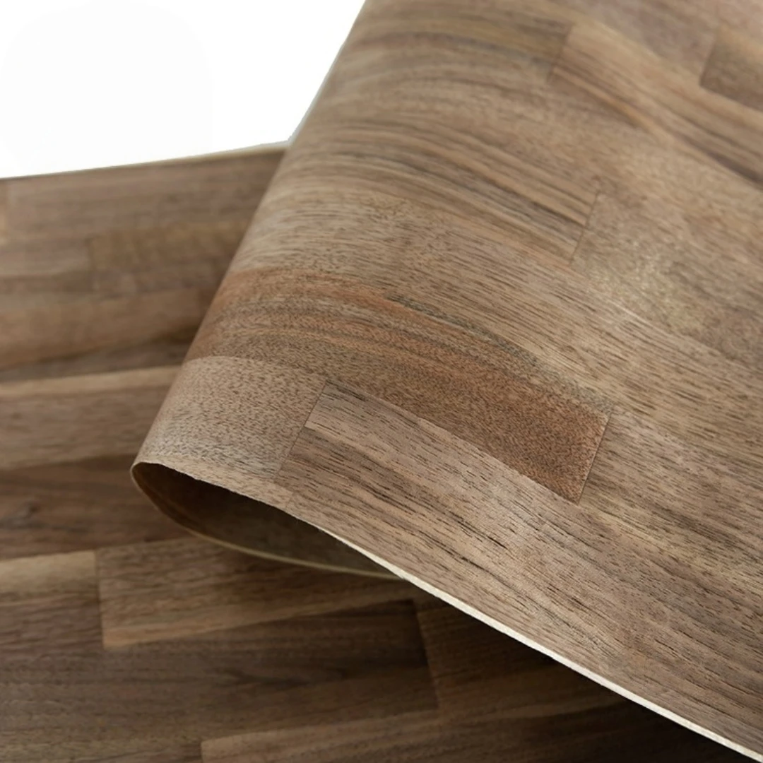 40x250cm Handcrafted Natural Black Walnut Wood Veneer With Checkered Joint Design for Furniture Renovation & Interior Decoration