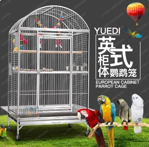 Stainless Steel Parrot Cage Medium Large Bird Cottage Extra Large Space Parrot Breeding Cage with Wheels 51*61*152cm