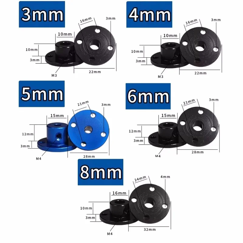 3/4/5/6/8mm Aluminum Alloy Flange Coupling For Motor Guide Shaft Coupler Support Connector Motor Guide Shaft Connector