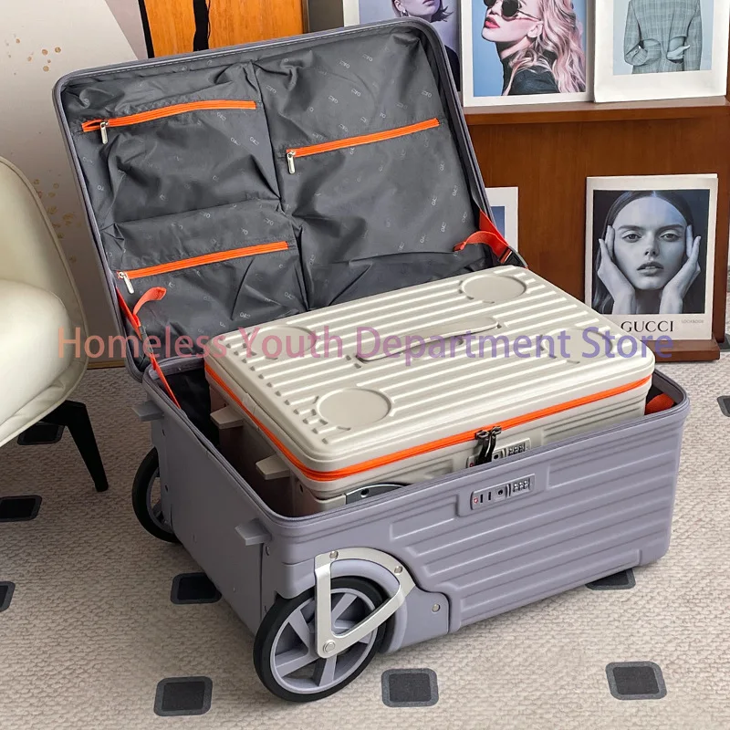 24-inch Side-Open Suitcase with Oversized Wheels Luggage for Travel Compact Yet Spacious Packing Organization
