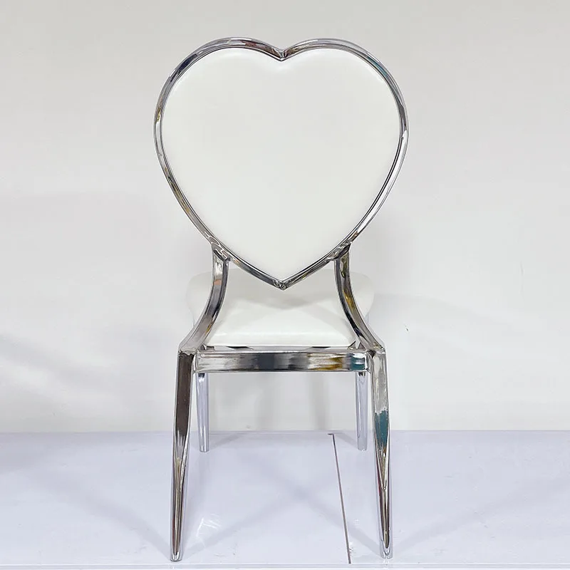 Outdoor Wedding Event Heart Soft Bag Backrest Backrest Chair Reception Chair Hotel Restaurant Stainless Steel Silver Plated Dini