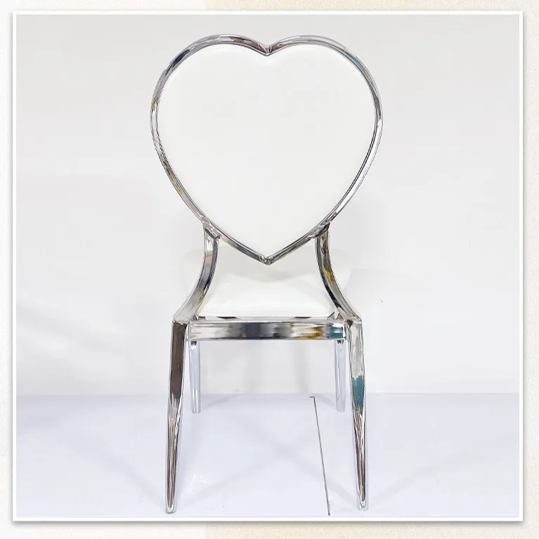 Outdoor Wedding Event Heart Soft Bag Backrest Backrest Chair Reception Chair Hotel Restaurant Stainless Steel Silver Plated Dini