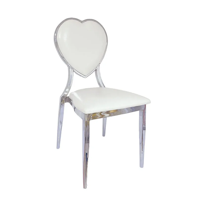 Outdoor Wedding Event Heart Soft Bag Backrest Backrest Chair Reception Chair Hotel Restaurant Stainless Steel Silver Plated Dini