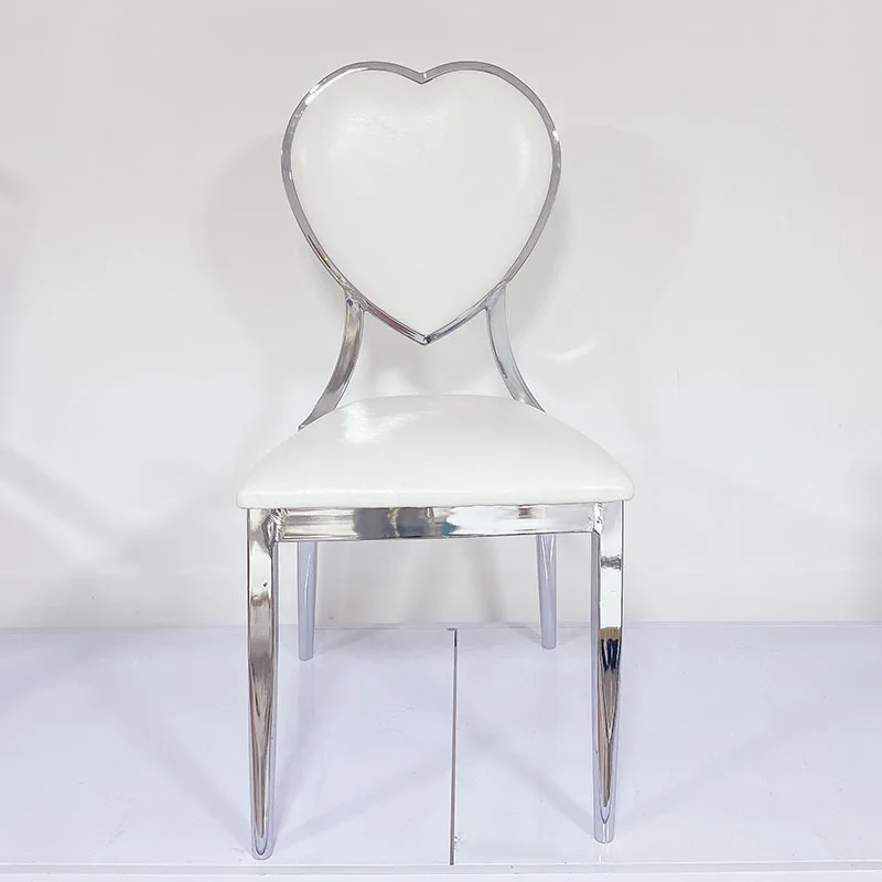 Outdoor Wedding Event Heart Soft Bag Backrest Backrest Chair Reception Chair Hotel Restaurant Stainless Steel Silver Plated Dini