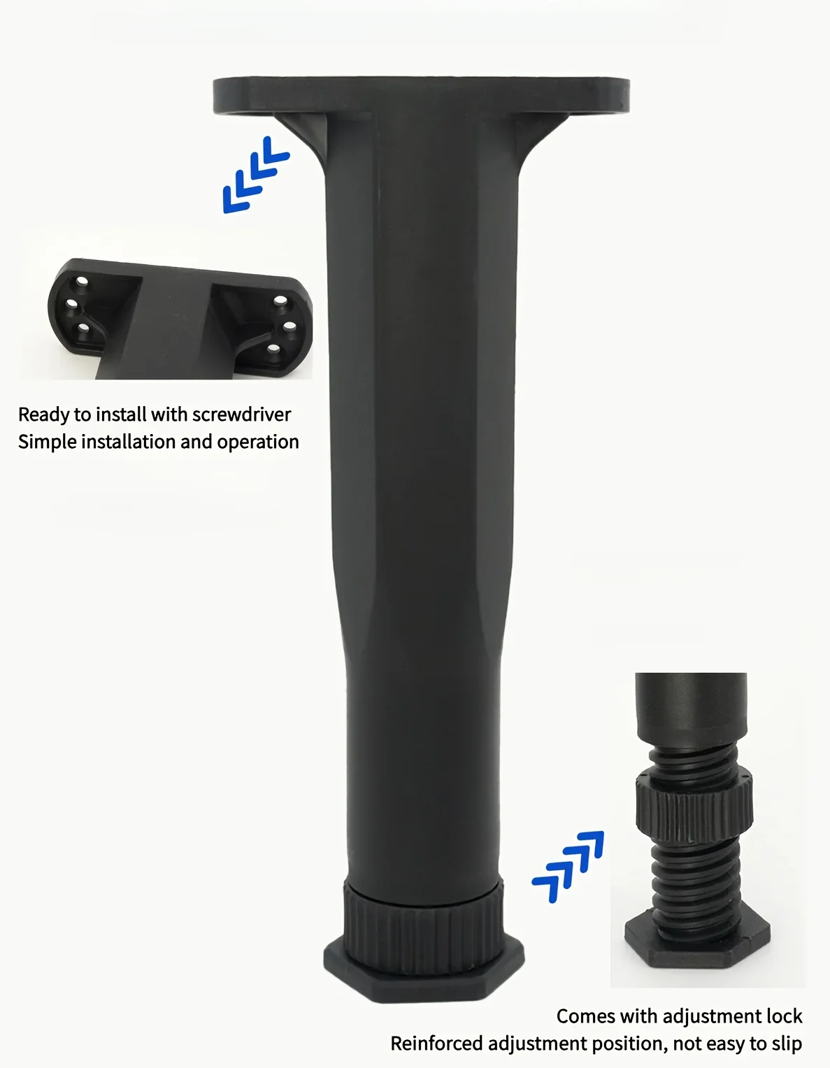 4PCS Adjustable Bed Frame Support Legs, Heavy Duty Furniture Replacement Legs for Bed, Sofa, Desk, Dresser