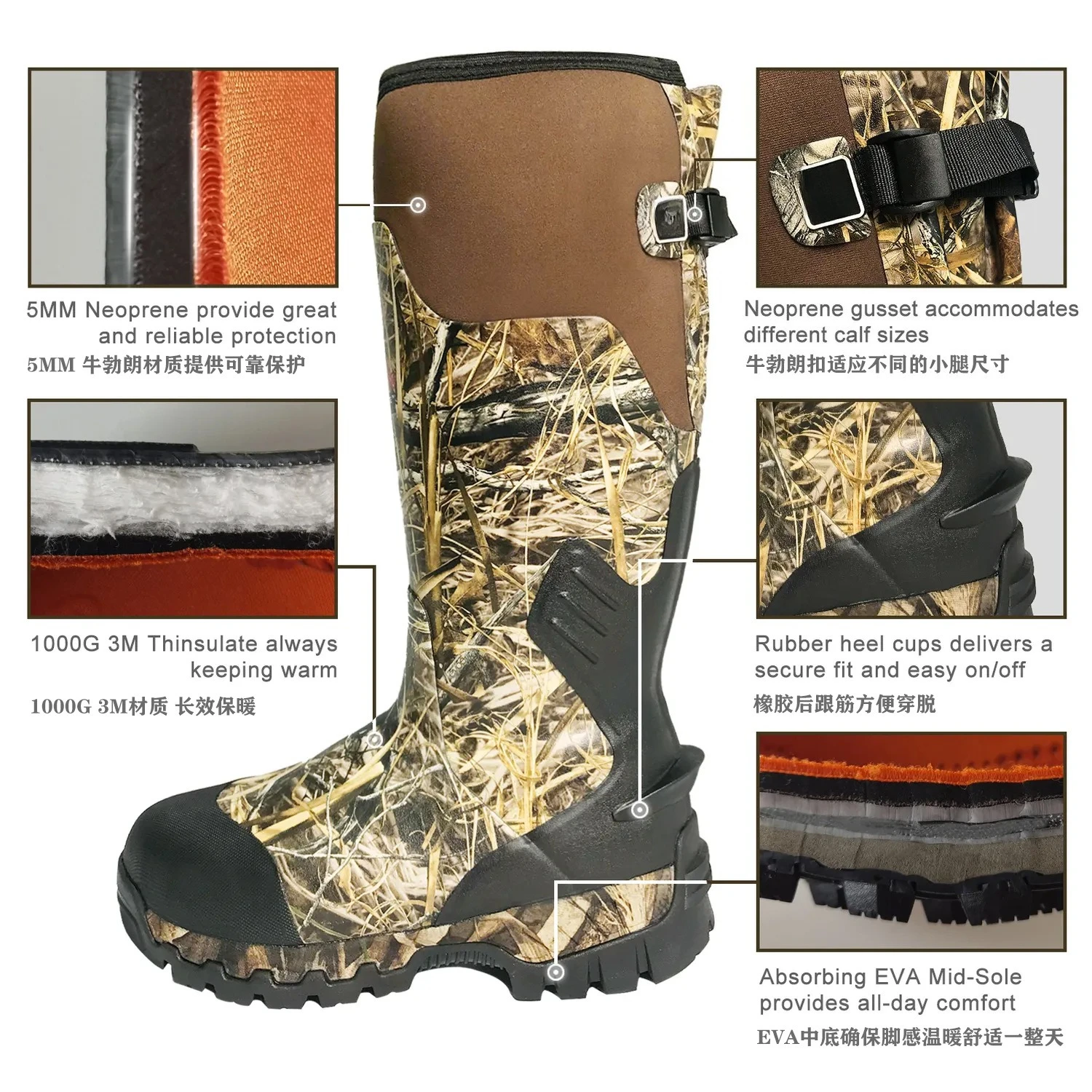 Outdoor men's camouflage tactical boots long tube warm winter outdoor