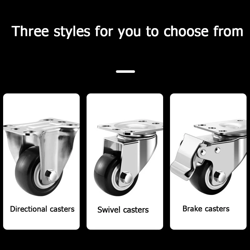 304 Stainless Steel Swivel Casters Silent Wheels 1.5/2/3/4/5 Inch Load-Bearing Hand Truck Small Wheels Pulley Flatbed Cart