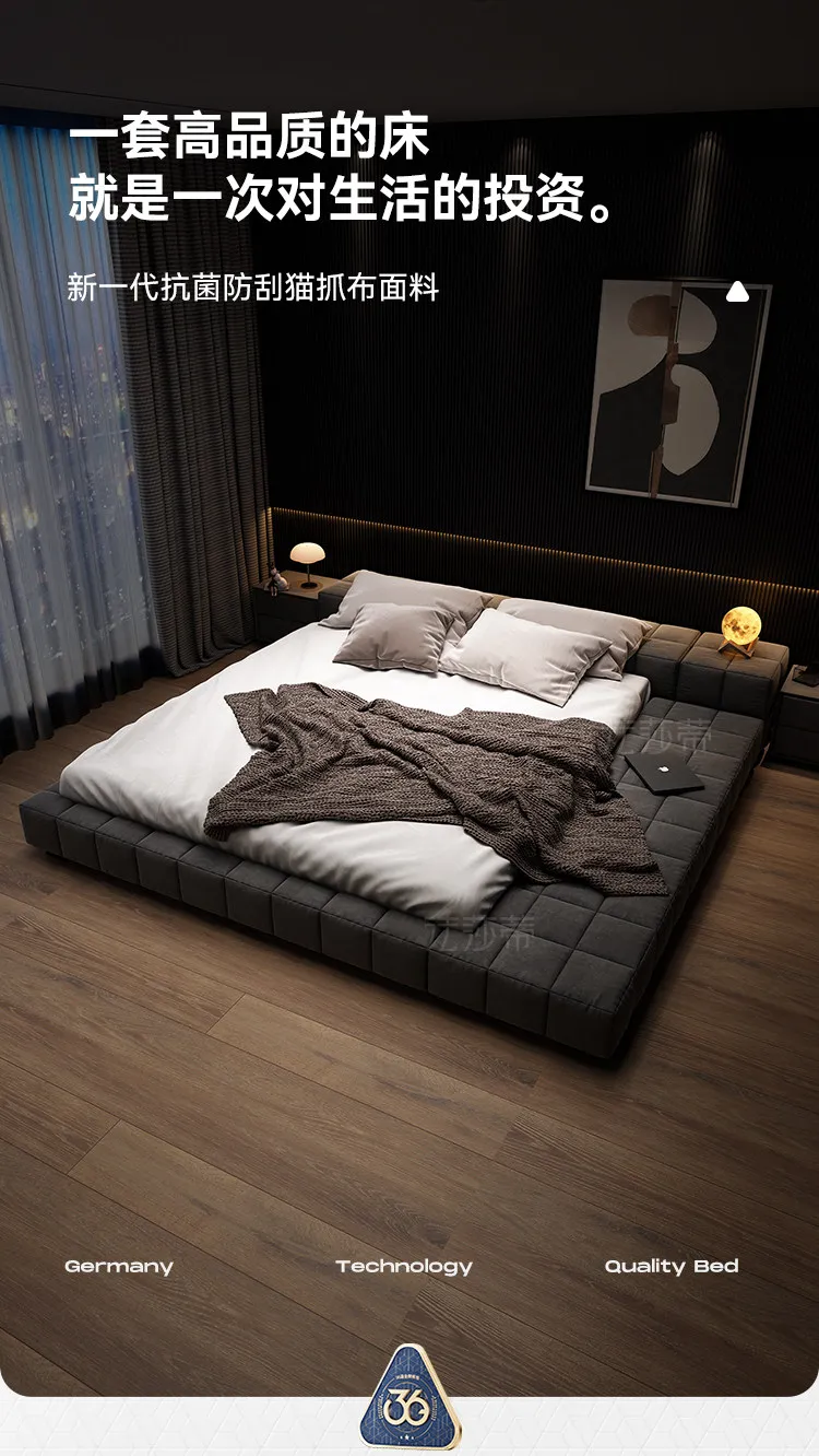 King Size Minimalist Bed for 2 People 180x200cm Modern Wooden Luxury Design Bedroom Beds Comfortable Camas de Dormitorio Furnitu