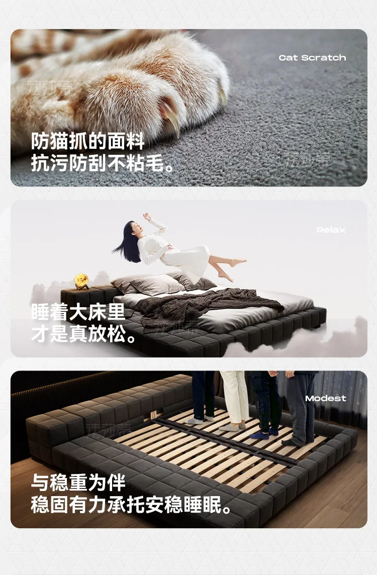 King Size Minimalist Bed for 2 People 180x200cm Modern Wooden Luxury Design Bedroom Beds Comfortable Camas de Dormitorio Furnitu