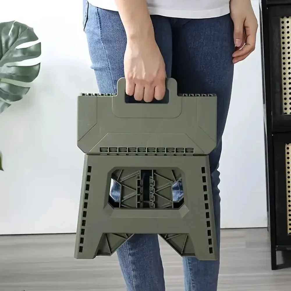 Folding Step Stool Strong Load-bearing Heavy-Duty Chair Travel Use Compact Collapsible Chair with Handle Camping Supplies