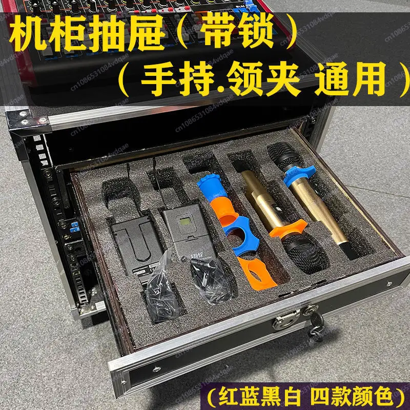 2U Cabinet Drawer with Lock Microphone Protection Cotton Air Case Accessories 19-inch Audio Cabinet Power Amplifier Shelf