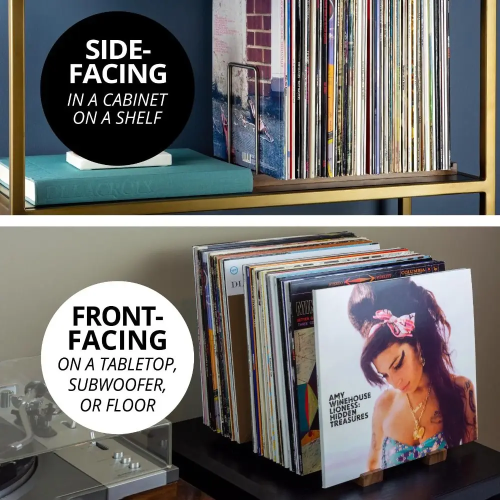 Retro Solid Walnut Vinyl Record Holder Adjustable Portable Record Stand Space Saving Album Display Holder