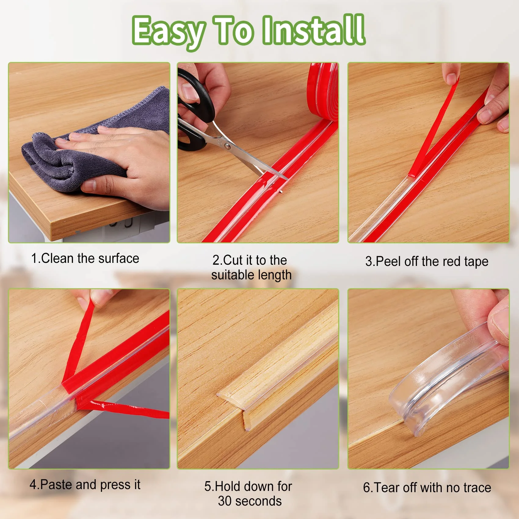 Transparent PVC Baby Protection Strip with Double-Sided Tape Anti-Bumb Kid Safety Table Edge Furniture Guard Corner L Protectors