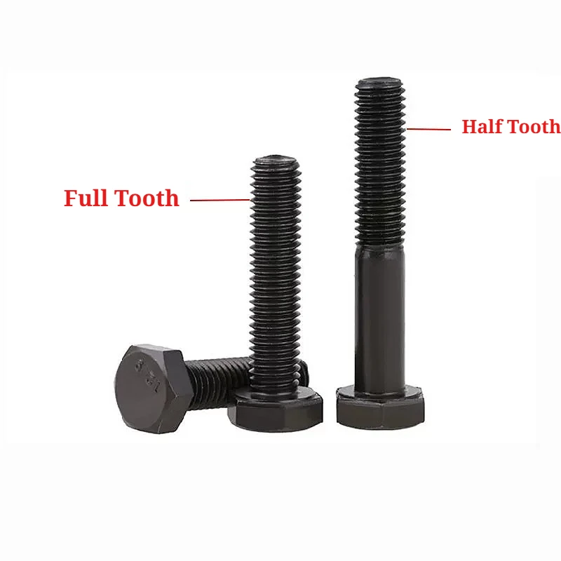 Grade 10.9 Steel Fine Thread M8 M10 M12 Black Full/Half Thread External Hexagon Outside Hex Head Cap Screws Bolts