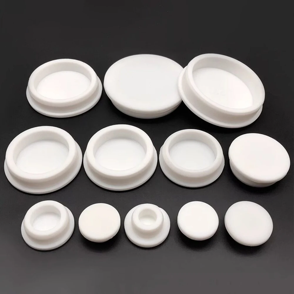 White Silicone Rubber Seal Hole Plugs Hollow Blanking End Cap Bore 6.8-201.5mm T Type Stopper Dustproof Plug Pipe Inserts