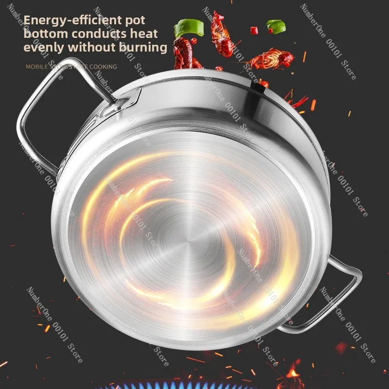 Stainless Steel Dual Hot Pot | Thickened Large-Capacity Pot for Home & Induction Cooking