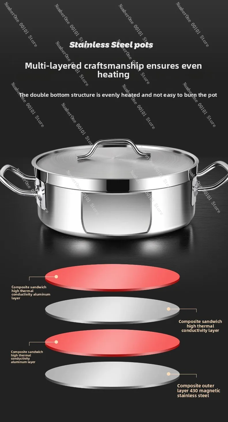 Stainless Steel Dual Hot Pot | Thickened Large-Capacity Pot for Home & Induction Cooking